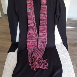 Black Sweater Dress with Scarf